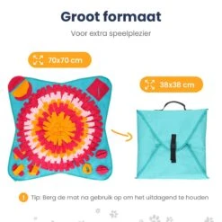 Snuffelmat 70x70cm Inclusief Rubberen Massage Bal & E-book - Speelmat Hond - Denkspel Hond - Puppy Speelgoed - Anti Schrok Mat - Honden Snoepjes - Cadeau Tip -Huisdierbenodigdheden 1200x1200 2207