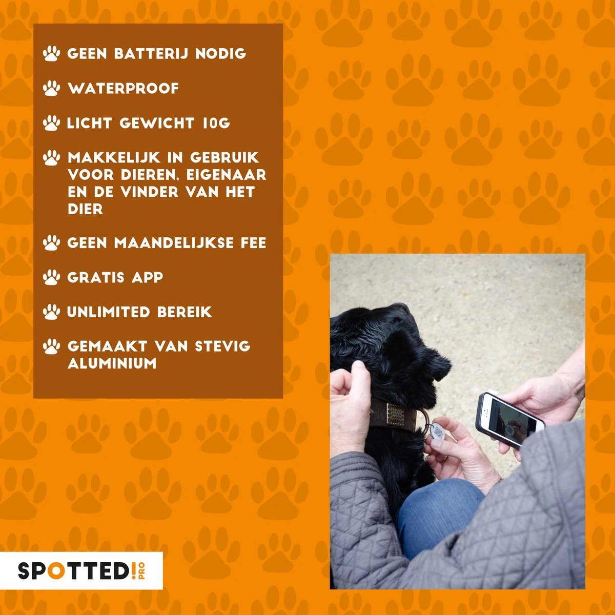 Spotted! Pro Smart Pet Tag – Dierenpenning – QR Code – NFC Chip – Voor Honden – Medium – Ø3.4cm - Zilver 3 Spotted! Pro Smart Pet Tag – Dierenpenning – QR Code – NFC Chip – Voor Honden – Medium – Ø3.4cm - Zilver - Afbeelding 3