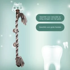 Floss Boss Flostouw – Zeer Stevig En Veilig Hondenspeelgoed – Hondentouw Van Gerecycled Katoen – Grijs Trektouw – 85cm – 600g – 4 Knopen -Huisdierbenodigdheden 1200x1200 2472