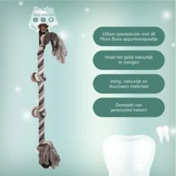 Floss Boss Flostouw – Zeer Stevig En Veilig Hondenspeelgoed – Hondentouw Van Gerecycled Katoen – Grijs Trektouw – 85cm – 600g – 4 Knopen -Huisdierbenodigdheden 1200x1200 2473