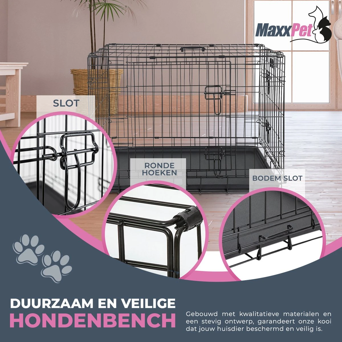 MaxxPet Hondenbench - Bench - Bench Voor Honden - Hondenbench Opvouwbaar - Incl. Plaid - 76 X 48 X 53 Cm 2 MaxxPet Hondenbench - Bench - Bench Voor Honden - Hondenbench Opvouwbaar - Incl. Plaid - 76 X 48 X 53 Cm - Afbeelding 2
