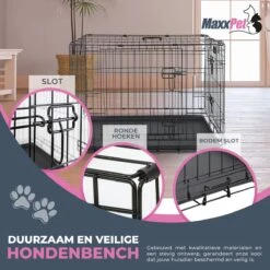 MaxxPet Hondenbench - Bench - Bench Voor Honden - Hondenbench Opvouwbaar - Incl. Plaid - 61 X 43 X 48 Cm -Huisdierbenodigdheden 1200x1200 2530