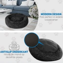 Pawzle Hondenmand - Donut Hondenkussen - Kattenmand - Bed Voor Honden & Katten - Wasbaar - 120cm - Zwart -Huisdierbenodigdheden 1200x1200 2537