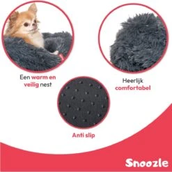 Snoozle Donut Hondenmand - Zacht En Luxe Hondenkussen - Wasbaar - Fluffy - Hondenmanden - 50cm - Grijs -Huisdierbenodigdheden 1200x1200 2547