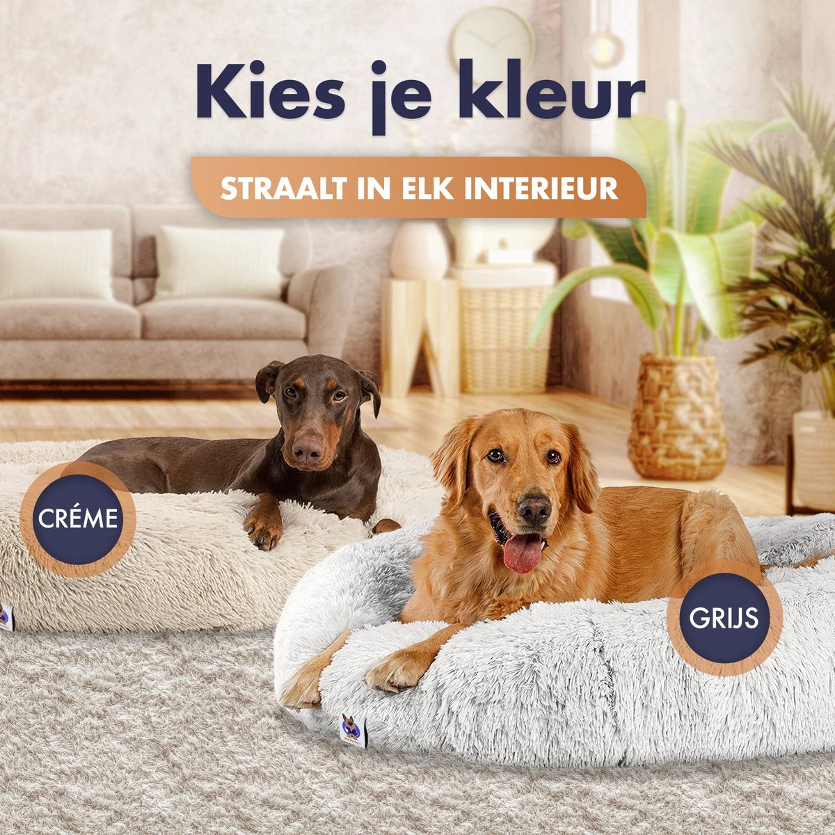 Pet Perfect Donut Hondenmand XXL - 100cm - Fluffy Hondenkussen - Hondenbed - Créme/Bruin 7 Pet Perfect Donut Hondenmand XXL - 100cm - Fluffy Hondenkussen - Hondenbed - Créme/Bruin - Afbeelding 7
