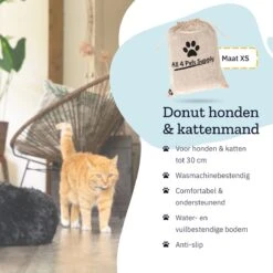 All 4 Pets Supply® Hondenmand Donut - Kattenmand - Maat XS - Geschikt Voor Honden/katten Tot 30 Cm - Hondenkussen - Zwart -Huisdierbenodigdheden 1200x1200 2604