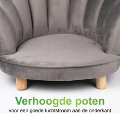 Maxxpro Katten- En Hondenstoel - Grijs - Verhoogd Met Houten Poten - Fluweel Materiaal - 61.5 X 52 X 33 CM - Huisdieren Tot 80 KG -Huisdierbenodigdheden 1200x1200 2786