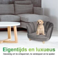Maxxpro Katten- En Hondenstoel - Grijs - Verhoogd Met Houten Poten - Fluweel Materiaal - 61.5 X 52 X 33 CM - Huisdieren Tot 80 KG -Huisdierbenodigdheden 1200x1200 2787