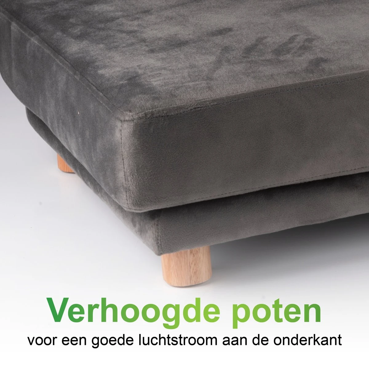 Maxxpro Katten- En Hondenbank - Grijs - Verhoogd Met Houten Poten - Fluweel Materiaal - 90 X 44 X 34 Cm - Huisdieren Tot 80 KG 3 Maxxpro Katten- En Hondenbank - Grijs - Verhoogd Met Houten Poten - Fluweel Materiaal - 90 X 44 X 34 Cm - Huisdieren Tot 80 KG - Afbeelding 3