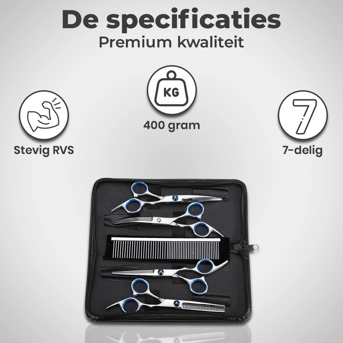 VoordeelShop 7-Delige Huisdier Knipset Met Etui - Trimmen Hond - Honden Schaar - Effileerschaar Hond - Huisdier Trimmer - Huisdier Knippen - Knipschaar Haar - Haar Schaar - Kapper - Kapperset - Scharenset 3 VoordeelShop 7-Delige Huisdier Knipset Met Etui - Trimmen Hond - Honden Schaar - Effileerschaar Hond - Huisdier Trimmer - Huisdier Knippen - Knipschaar Haar - Haar Schaar - Kapper - Kapperset - Scharenset - Afbeelding 3