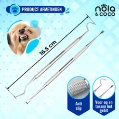 Nola & Coco® Tandsteen Verwijderaar Set Inclusief Bewaardoosje - Tandenkrabber - Set Van Twee - Hond - Kat - Tandenborstel - Tandplak Verwijderen - Tandenstoker - Honden Tanden Schoonmaken - Tandenhaakje - Gebitsreiniging -Huisdierbenodigdheden 1200x1200 2905