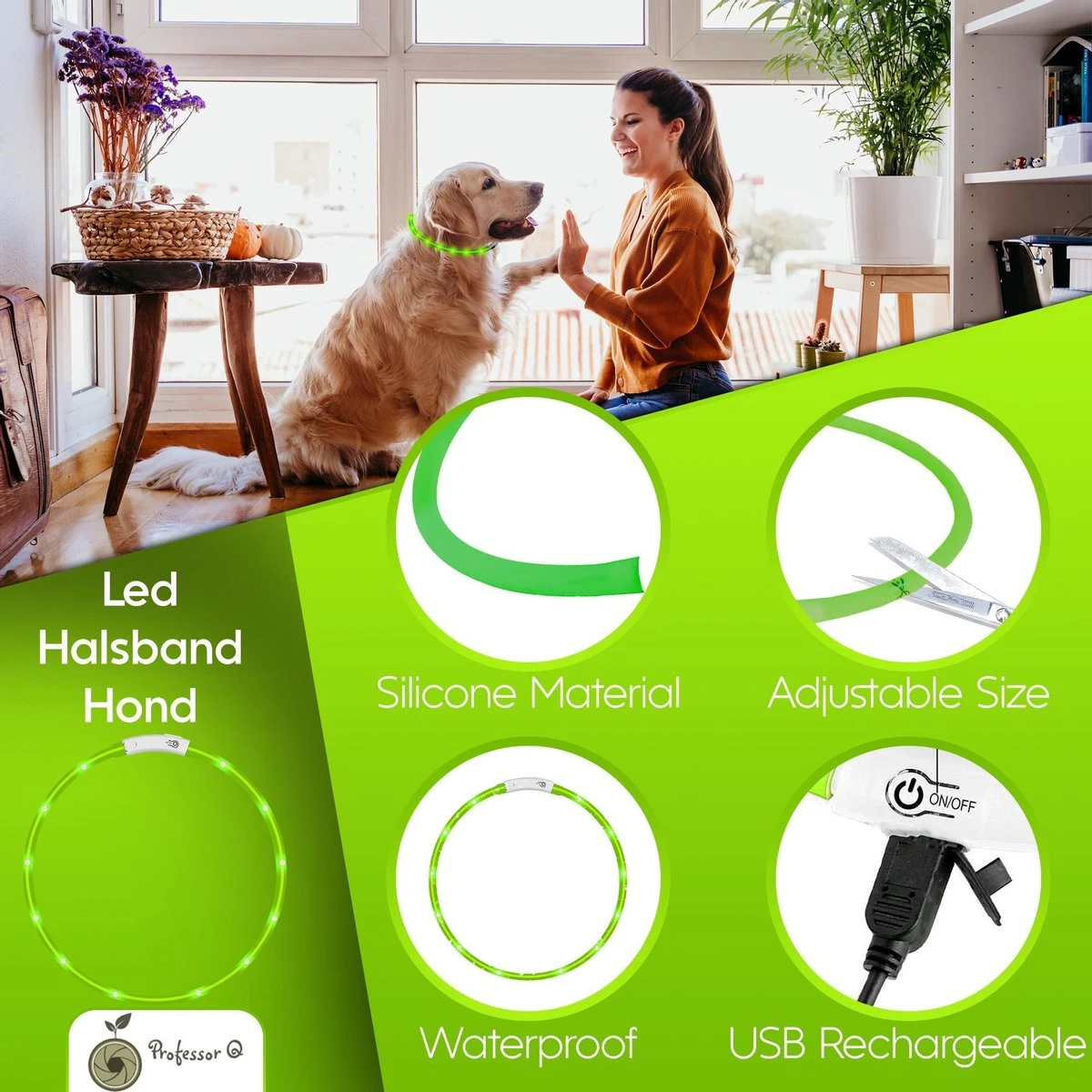 Groene LED Halsband Voor Honden XL / Groen Verlichte Halsband / Lichtgevende Halsband Hond / Led Halsband Hond - Oplaadbaar Via USB / USB Halsband LED 2 Groene LED Halsband Voor Honden XL / Groen Verlichte Halsband / Lichtgevende Halsband Hond / Led Halsband Hond - Oplaadbaar Via USB / USB Halsband LED - Afbeelding 2