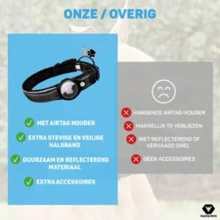 Vulpes Pets® Hondenhalsband Geschikt Voor Apple AirTag - Apple Airtag Halsband Voor Honden Pro - Veilig, Lichtgewicht, Reflecterend & Comfortabel - Anti-kras En Waterbestendig - Incl. 2 Accessoires - 30.5-36 CM - S -Huisdierbenodigdheden 1200x1200 3028