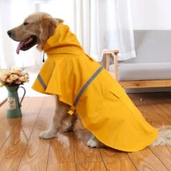 Waterproof Honden Regenjas Maat M - Poncho Voor Honden Met Reflectie Strip - GEEL