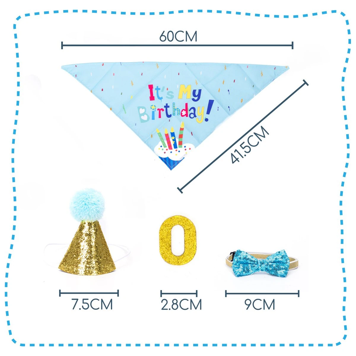 Nobleza B1T - Honden Verjaardag Bandana Set - Cadeau Hond 7 Nobleza B1T - Honden Verjaardag Bandana Set - Cadeau Hond - Afbeelding 7