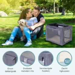 Hondenbench Opvouwbaar - Autobench Hond - Reisbench - Transportbox - Max Gewicht Hond 12 Kg - Grijs - 61x46x43 Cm -Huisdierbenodigdheden 1200x1200 3180