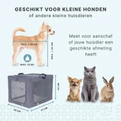 Hondenbench Opvouwbaar - Autobench Hond - Reisbench - Transportbox - Max Gewicht Hond 12 Kg - Grijs - 61x46x43 Cm -Huisdierbenodigdheden 1200x1200 3181
