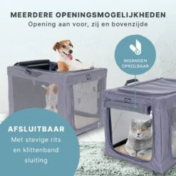 Hondenbench Opvouwbaar - Autobench Hond - Reisbench - Transportbox - Max Gewicht Hond 12 Kg - Grijs - 61x46x43 Cm -Huisdierbenodigdheden 1200x1200 3183