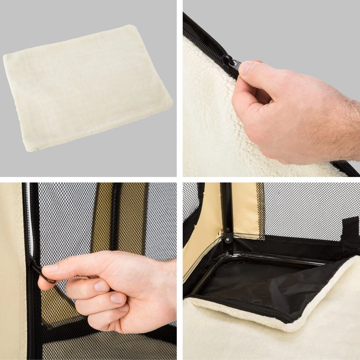 Autobench Nylon Bench Hond - Beige/Zwart - 68 X 41 X 51 Cm 3 Autobench Nylon Bench Hond - Beige/Zwart - 68 X 41 X 51 Cm - Afbeelding 3