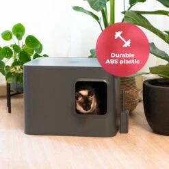 Hoopo® Dome Kattenbak Grijs - Kattenbak - Kattenbakschep - Kattenbakmat -Huisdierbenodigdheden 1200x1200 3221