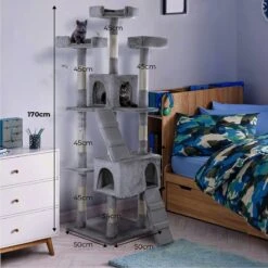 Krabpaal XXL Voor Kat -170 Cm -Grijs - Kattenboom Voor Grote Katten - Kattenhuis Van Sisal - XXL Klimpaal Voor Meerdere Katten -Huisdierbenodigdheden 1200x1200 3484
