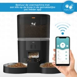 Pretty Paws QQ003 - Wifi Voermachine - Dubbele Voerbakjes - Zwart - Kat - 6L -Huisdierbenodigdheden 1200x1200 3492