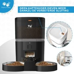 Pretty Paws QQ003 - Wifi Voermachine - Dubbele Voerbakjes - Zwart - Kat - 6L -Huisdierbenodigdheden 1200x1200 3494