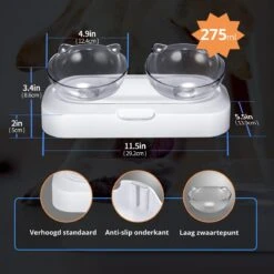 Behave Dubbele Voerbak - Drinkbak - Katten - Verstelbaar - Wit -Huisdierbenodigdheden 1200x1200 3519