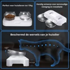 Behave Dubbele Voerbak - Drinkbak - Katten - Verstelbaar - Wit -Huisdierbenodigdheden 1200x1200 3521