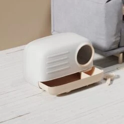 Merkloos PETLUX® XL Kattenbak Retro Design Met Lade, Schep En Opbergruimte - Grote Kattenbak - Kaki -Huisdierbenodigdheden 1200x1200 3597