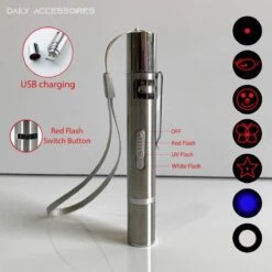 Merkloos Laserpen - Daily Accessoires - USB Oplaadbaar - Kattenspeeltjes - Laserlampje - 7 Verschillende Standen - RVS Zilver - Zaklamp - UV Lamp – Kattenspeelgoed -Huisdierbenodigdheden 1200x1200 3660