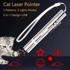 Laserpen - Oplaadbaar Met USB - Rode Laser - RVS Zilver - UV - Zaklamp - LED - Kat - Katten Speeltjes - Kattenspeelgoed - 7 Verschillende Standen -Huisdierbenodigdheden 1200x1200 3667