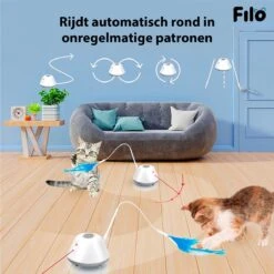 Filo Elektrisch Rijdend Kattenspeelgoed Met Laser - Rijdend Kattenspeeltje - Automatisch Interactief Speelgoed Katten - Kattencadeaus - Elektronisch Speelgoed Kittens - Kat - Kitten - Laserspeelgoed - Kado -Huisdierbenodigdheden 1200x1200 3799
