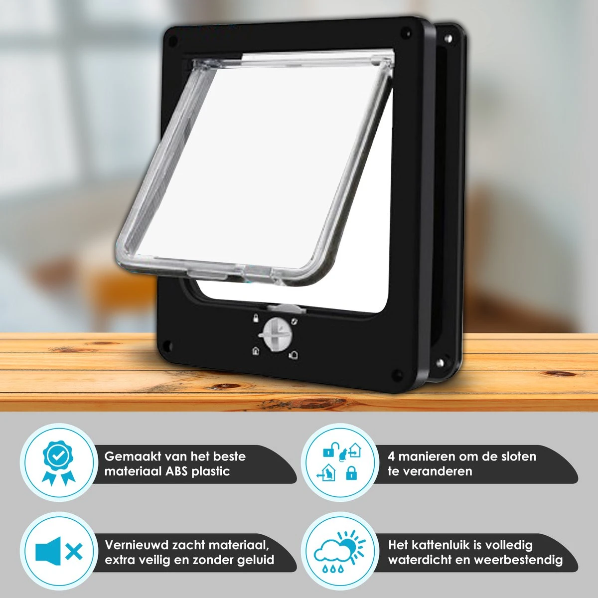 Gluxury Kattenluik Zwart Met Tunnel - 4 Vergrendelingsstanden - Weerbestendig - Binnen En Buiten - Maat L - Nederlandse Handleiding 5 Gluxury Kattenluik Zwart Met Tunnel - 4 Vergrendelingsstanden - Weerbestendig - Binnen En Buiten - Maat L - Nederlandse Handleiding - Afbeelding 5