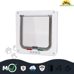 AnimalAesthetics® Kattenluik - Wit- M - Voor Middelgrote & Kleine Katten - Incl. Montageset En Handleiding