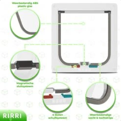 Rirri Kattenluik Met Tunnel - 4 Vergrendelingsstanden - Weerbestendig - Binnen En Buiten - Grote Kat - Maat L - Wit - 25,5 X 23.5 Cm -Huisdierbenodigdheden 1200x1200 3837