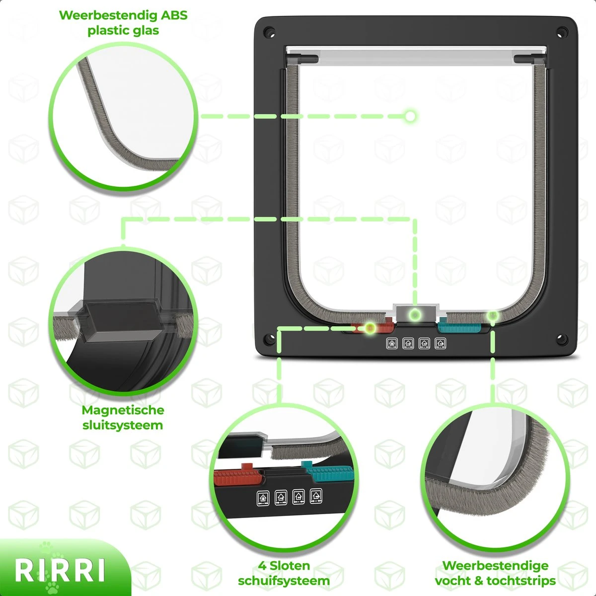 Rirri Kattenluik Met Tunnel - 4 Vergrendelingsstanden - Weersbestendig - Binnen En Buiten - Maat L - Zwart - 25,5 X 23.5 Cm 4 Rirri Kattenluik Met Tunnel - 4 Vergrendelingsstanden - Weersbestendig - Binnen En Buiten - Maat L - Zwart - 25,5 X 23.5 Cm - Afbeelding 4
