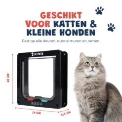 JC Pets Premium Kattenluik - Inclusief Tunnel - 4 Vergrendelingsstanden - Zwart - 20 X 19 X 5.5 Cm - Waterdicht -Huisdierbenodigdheden 1200x1200 3895