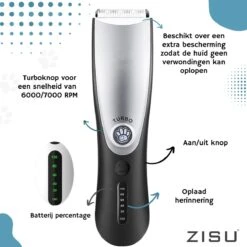 Hondentondeuse - Hondentrimmer - Dieren Tondeuse - Draadloos - 4 Opzetkammen - INCLUSIEF SNACKJE - Zwart -Huisdierbenodigdheden 1200x1200 393