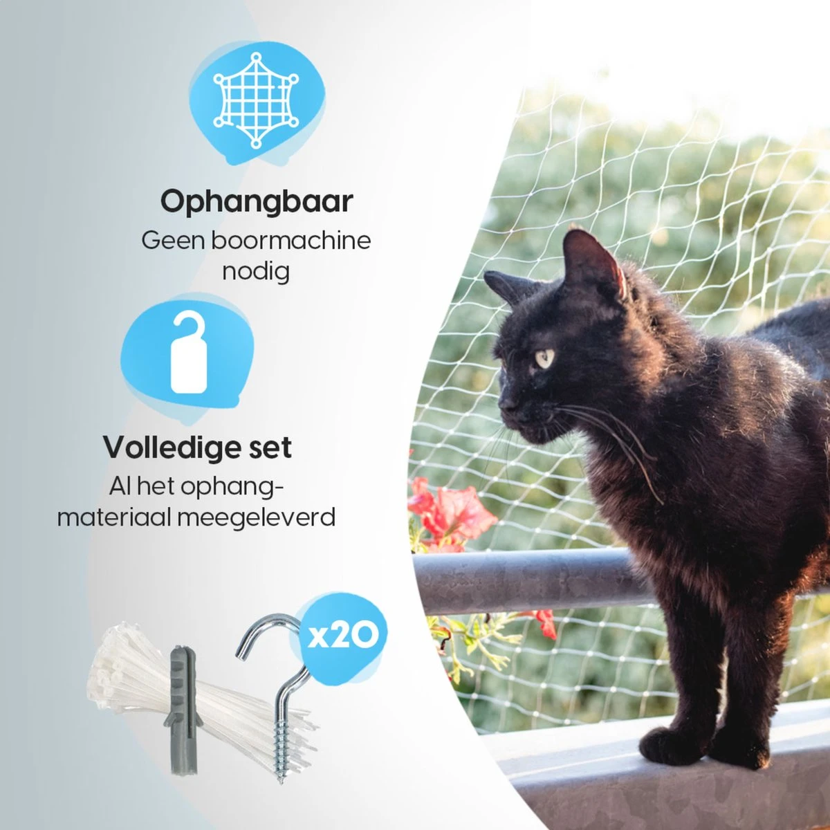 Kattennet Voor Balkon 4x10 Meter - Katten Gaas - Kattennet Balkon - Katten Net - Transparant 6 Kattennet Voor Balkon 4x10 Meter - Katten Gaas - Kattennet Balkon - Katten Net - Transparant - Afbeelding 6