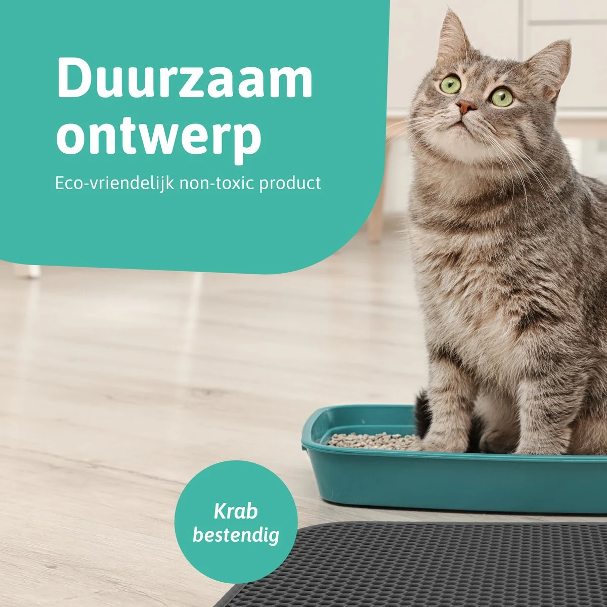 Kattenbakmat - 40 X 50 Cm - Grijs - Uitloopmat Kat - Kattenbakvulling - Opvang Ruimte - Grit Opvanger - Waterdicht - Eco-friendly 4 Kattenbakmat - 40 X 50 Cm - Grijs - Uitloopmat Kat - Kattenbakvulling - Opvang Ruimte - Grit Opvanger - Waterdicht - Eco-friendly - Afbeelding 4