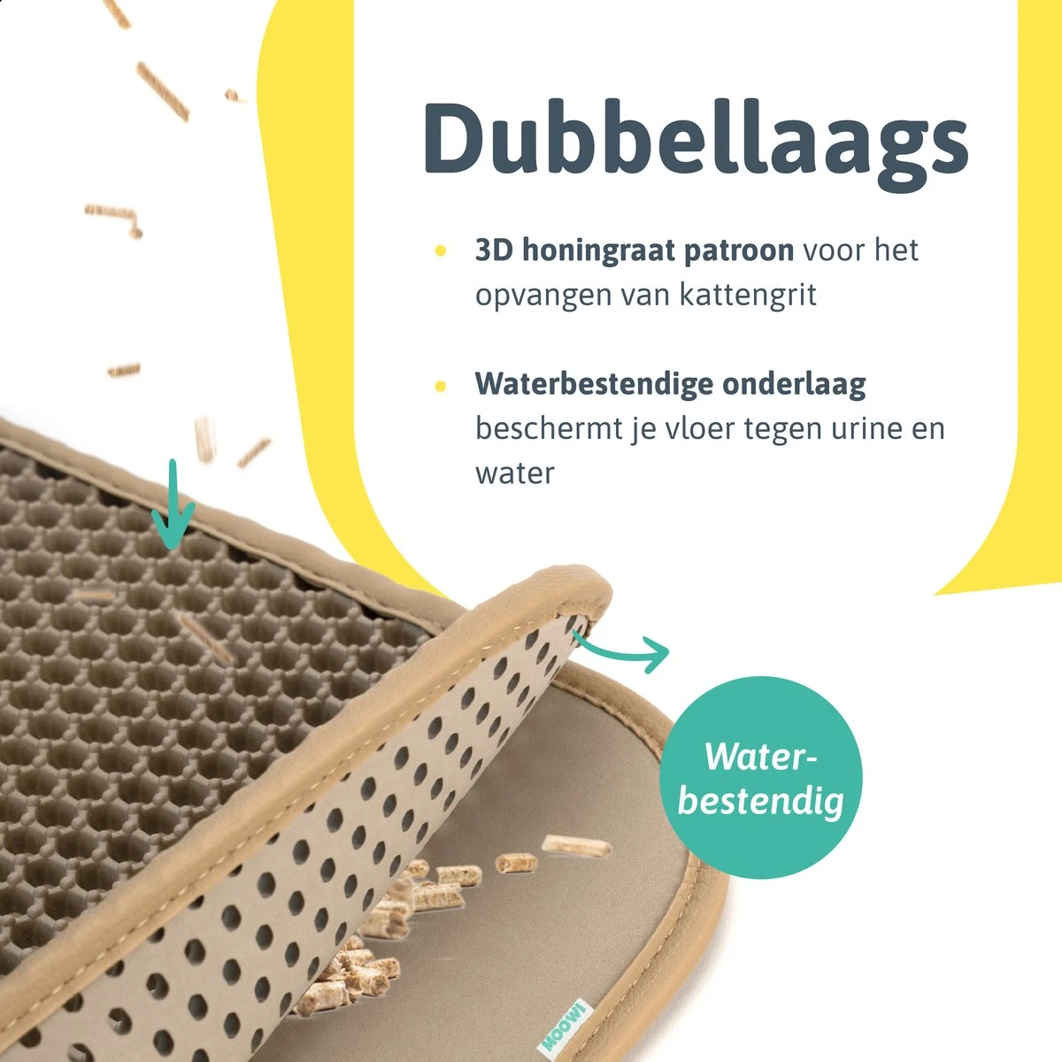 Kattenbakmat - 40 X 50 Cm - Creamy White - Uitloopmat Kat - Kattenbakvulling - Opvang Ruimte - Grit Opvanger - Waterdicht - Beige - Eco-friendly - Incl. Speeltje 3 Kattenbakmat - 40 X 50 Cm - Creamy White - Uitloopmat Kat - Kattenbakvulling - Opvang Ruimte - Grit Opvanger - Waterdicht - Beige - Eco-friendly - Incl. Speeltje - Afbeelding 3