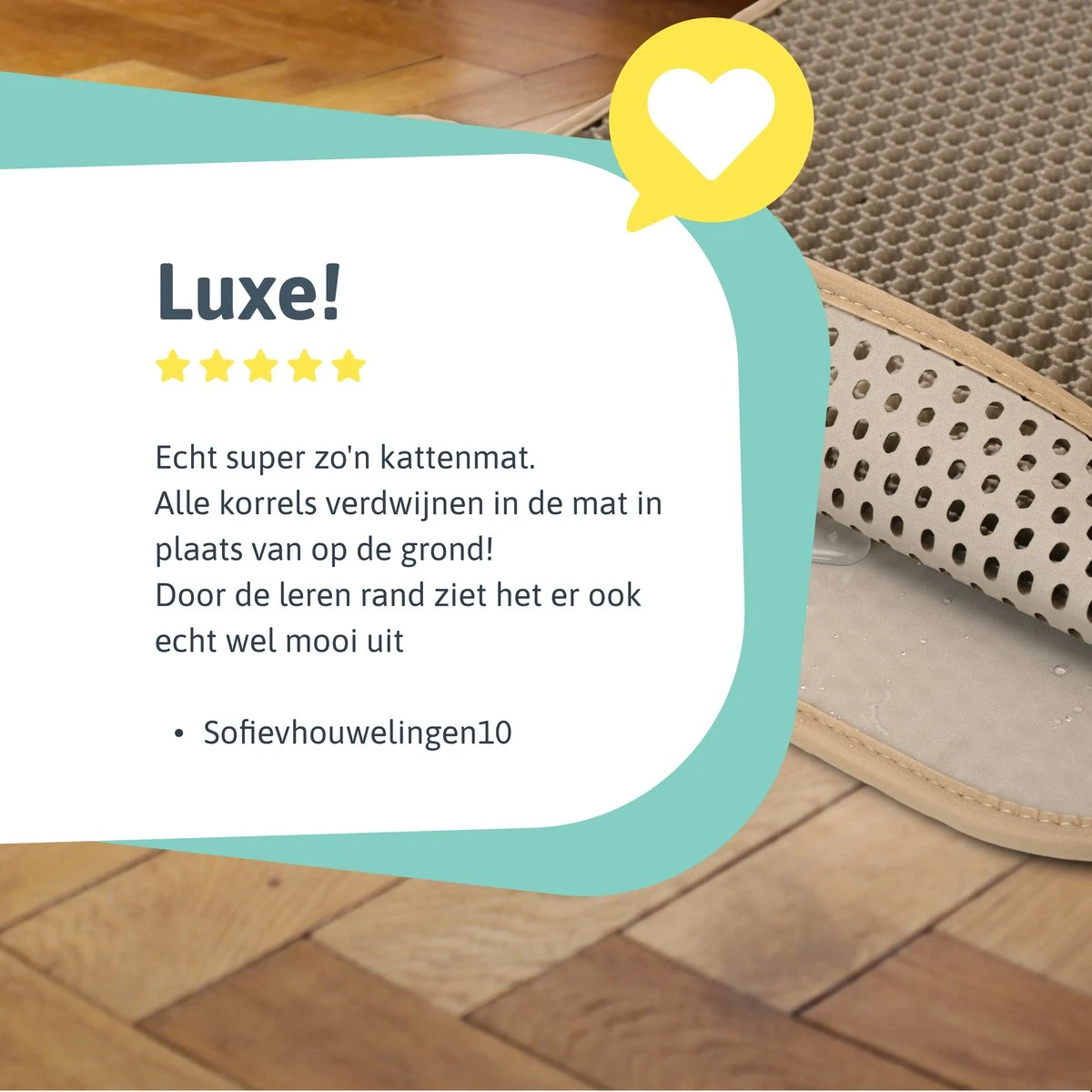 Kattenbakmat - 40 X 50 Cm - Creamy White - Uitloopmat Kat - Kattenbakvulling - Opvang Ruimte - Grit Opvanger - Waterdicht - Beige - Eco-friendly - Incl. Speeltje 7 Kattenbakmat - 40 X 50 Cm - Creamy White - Uitloopmat Kat - Kattenbakvulling - Opvang Ruimte - Grit Opvanger - Waterdicht - Beige - Eco-friendly - Incl. Speeltje - Afbeelding 7