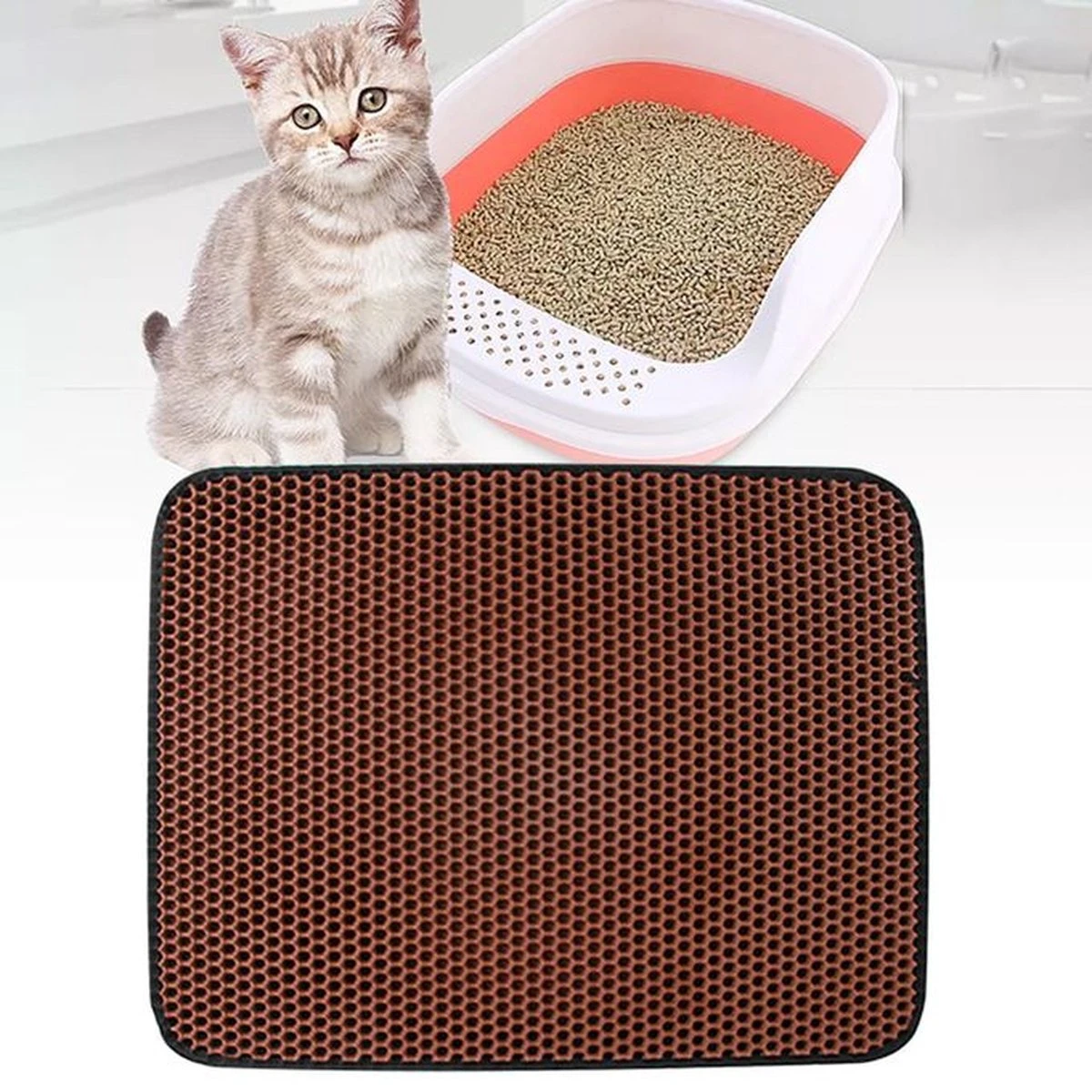 IGOODS - Kattenbakmat Met Filter - 45 X 60 - Waterdicht - Dubbele Laag - Bruin 4 IGOODS - Kattenbakmat Met Filter - 45 X 60 - Waterdicht - Dubbele Laag - Bruin - Afbeelding 4