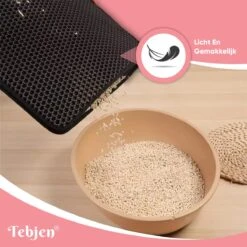 TEBJEN Kattenbakmat – Kattenbak Mat Grit Opvanger - Schoonloop Katten Mat – Dubbele Waterdichte Laag – Uitloopmat Kattenbak – Kattenbak Accessoires - Met Speelgoedmuisje En Schepje - 40x50cm -Huisdierbenodigdheden 1200x1200 4010