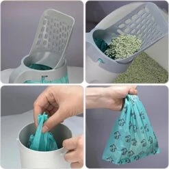 YELÉ LIVING – Kattenbakschep – Haarverwijderaar - Cat Litter Scoop – Kattenbakschep Met Container – Katten – Kattenbak – Grijs/wit – Kattenbak Schep – Grind – Kattengrind – Kattenbak Grind – Poep Zakjes – Afvalcontainer - All-in-1 Kattenbakschep -Huisdierbenodigdheden 1200x1200 4020
