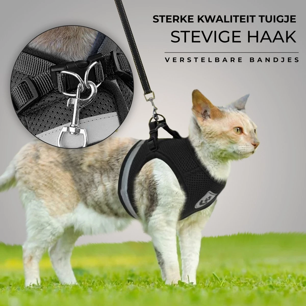 Ease Store Kattentuigje – Maat M – Met Looplijn – Kittentuigje – Dierentuigje – Hondentuigje – Reflecterend – Zwart 2 Ease Store Kattentuigje – Maat M – Met Looplijn – Kittentuigje – Dierentuigje – Hondentuigje – Reflecterend – Zwart - Afbeelding 2