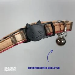 Halsband Kat | Kattenband | Kattenhalsbandje | Kitten | Kattenbandje Met Belletje | Kattenhalsbandjes Met Veiligheidssluiting In Dé Klassieke Beige Ruit -Huisdierbenodigdheden 1200x1200 4073