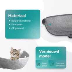 Kattenhangmat - Voor Aan Het Raam - Kom Vorm - Kattenmand - Raam - Hangmat Kat - Dieren - Kattenbed - Kattenmand - Slaapplek - Ligplaats - Grijs -Huisdierbenodigdheden 1200x1200 4095