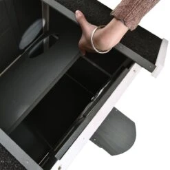 PawHut Kattenhuis Voor Buiten Kattenhut Met 2 Verdiepingen Kattenvilla, Asfaltdak, Massief Hout Grijs D30-236 -Huisdierbenodigdheden 1200x1200 4099